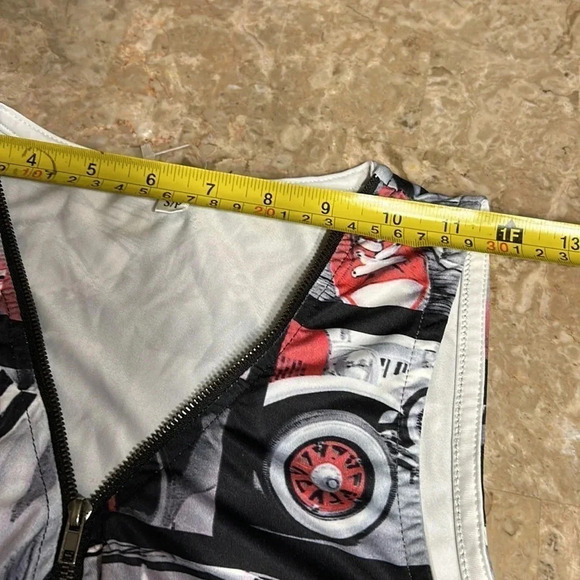 Graphic collage design dress,beads ,pop art design print retro vibe, Sm.,artsy, - Picture 10 of 17